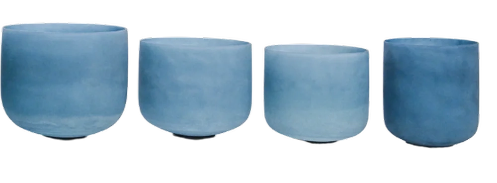 Lower row of Lapis crystal singing bowls