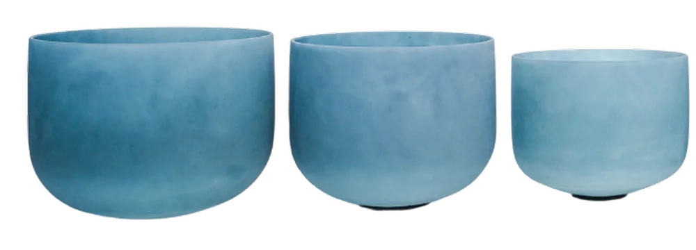 Upper row of Lapis crystal singing bowls